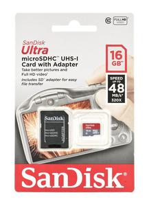 SANDISK microSDHC 16GB ULTRA 48MB / s Class 10 UHS-I + Adapter SD (opakowanie Foto) - 2826391619