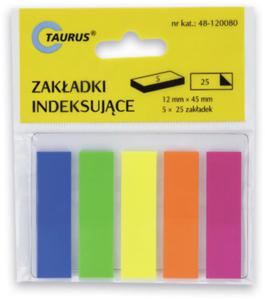 ZAKADKI INDEKSUJCE TAURUS 5x25szt 12x45mm plastikowe neon - 2878736034