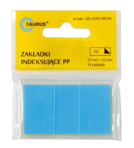 ZAKADKA INDEKSUJCE TAURUS 1x50szt 25x43mm w podajniku plastikowe niebieskie - 2878736035