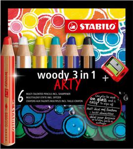 KREDKI STABILO ARTY WOODY 3W1 6 KOL Z TEMPERWK - 2861320692