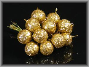 U205 Kulki - owoce na piku 12 szt GOLD brokat bombki - 2828257747