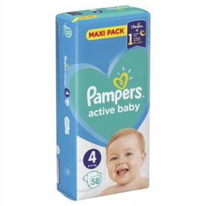 Pieluszki Pampers Active Baby rozmiar 4 9-14 kg 58 szt - 2876095326