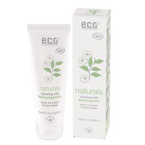 eco cosmetics Naturals CLEANSING MILK Mleczko agodnie oczyszczajce do twarzy Zielona herbata, mirt 125 ml - 2871440632