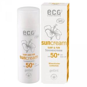 Eco Cosmetics SURF & FUN Tonowany krem na soce LSF/SPF 50+ z owocem granatu i olejem z makadamii