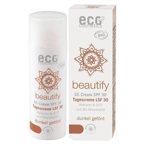 ECO Cosmetics BEAUTIFY Krem CC ciemny SPF 30 Kwas hialuronowy, Q10, granat 50 ml - 2860527609