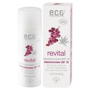 eco cosmetics Krem intensywnie rewitalizujcy SPF 15 z bio-winogronami, kwasem hialuronowym i olejem z bio-konopi - 2873968564