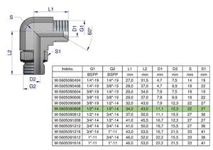 Kolanko hydrauliczne nastawne calowe BB 1/2" x 1/2" BSP z regulacj Waryski [W-5605090808] - 2868626216