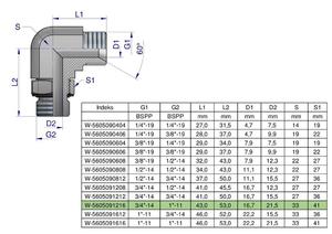 Kolanko hydrauliczne nastawne calowe BB 3/4" x 1" BSP z regulacj Waryski [W-5605091216] - 2868626220