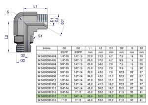 Kolanko hydrauliczne nastawne calowe BB 1" x 3/4" BSP z regulacj Waryski [W-5605091612] - 2868626221