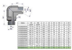 Kolanko hydrauliczne nastawne calowe BB 1" x 1" BSP z regulacj Waryski [W-5605091616] - 2868626222