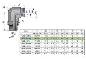 Kolanko hydrauliczne nastawne BB M14x1.5 08L x 1/4"BSP z regulacj Waryski [W-5611090804] - 2868626224