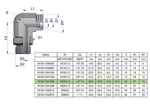 Kolanko hydrauliczne nastawne BB M22x1.5 15L x 1/2"BSP z regulacj Waryski ( 2 ) [W-5611091508] - 2868626227