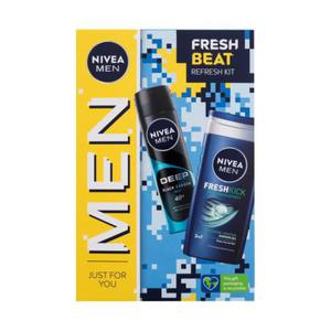 Nivea Men Fresh Beat zestaw Uszkodzone pudeko el pod prysznic Men Fresh Kick 250 ml + antyperspirant Men Deep Beat 150 ml dla mczyzn - 2877236206