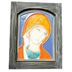 Ikona ceramiczna Dua Madonna Bizantyjska w fiolecie - 2860196035