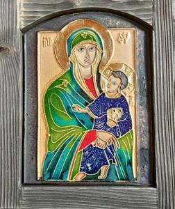 Ikona ceramiczna Dua Madonna niena w turkusach - 2862565348