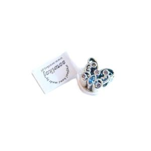 Charms zawieszka srebrna do bransoletki motyl niebieskie cyrkonie - 2876991860