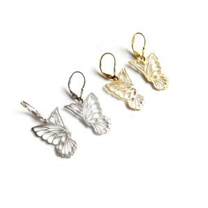 Kolczyki srebrne pozacane motyle aurowe dugie dwie wersje - 2877554656