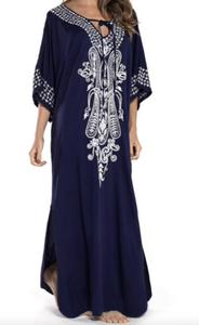 Duga tunika plaowa z ozdobnym haftem ABAYA P559 - 2861739278