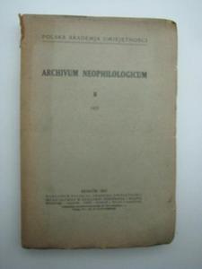 ARCHIVUM NEOPHILOLOGICUM - 2822588905