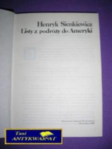 LISTY Z PODRӯY DO AMERYKI - H. Sienkiewicz - 2822540793