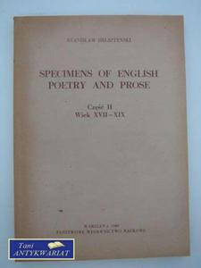 SPECIMENS OF ENGLISH POETRY AND PROSE CZ2,WIEK XVII-XIX - 2858294006