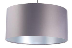 Szara lampa wiszca z satyny Macodesign Grus szaro-srebrna z kolekcji Glamour 0E0-066-40CM - 2860680049