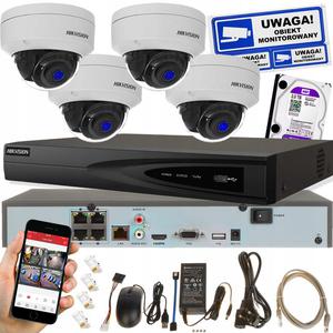 ZESTAW DO MONITORINGU HIKVISION 4 KAMERY DS-2CD1143G0-I 4MP REJESTRATOR DS-7604NI-K1/4P DYSK WD PURPLE 2TB APLIKACJA UHD - 2870384294