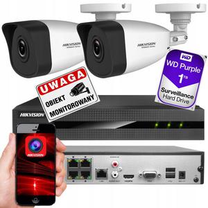 Zestaw do monitoringu Hikvision 2x HWI-B140H + HWN-4104MH-4P + Dysk WD PURPLE 1 TB - 2874716554