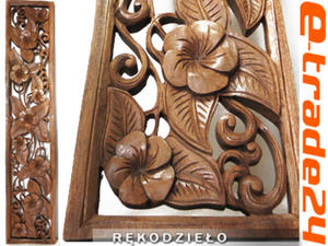 Rzeba z Drewna Panel KWIATY Ornament 100x20cm - 2827807727