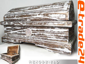 Drewniany Stylowy Postarzany KUFER Skrzynia L - 2849807700