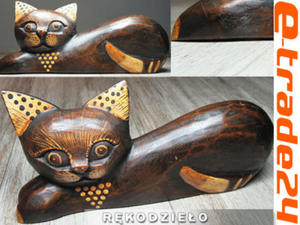 KOT Lecy Rzeba Figurka Drewniana Koty 26x12cm - 2827806640