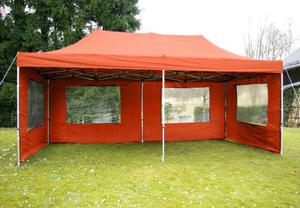 Pawilon ogrodowy 3 x 6 m, pomaraczowy namiot handlowy ze ciankami - 2822822623