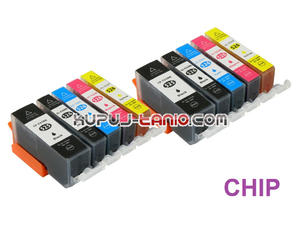 tusze PGI-525BK - CLI-526 do Canon (10 szt z chipami, Bt) tusze do Canon MG5350, MG5250, MG5150, iP4850, iP4950, MG6150, MG6250 - 2825617775