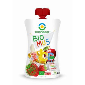 Mus Truskawkowo Bananowo Jabkowy Bio 90 g - Bio Food - 2861092788