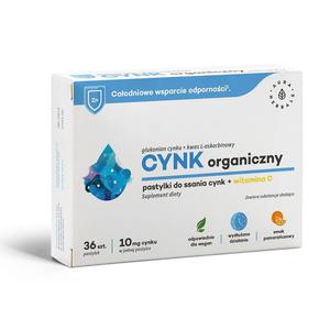 Cynk Organiczny 10 mg + Witamina C Pastylki do Ssania 36 Sztuk - Aura Herbals - 2872510486