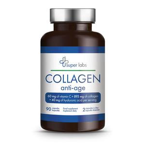 Kolagen Collagen Anti - Age Kolagen, Kwas Hialuronowy, Witamina C 90 Kapsuek - Super Labs - 2869573608