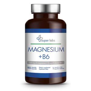 Magnesium + Vitamin B6 90 Kapsuek - Super Labs - 2869573611