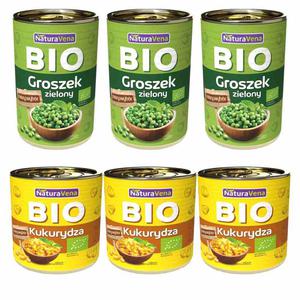 3 x Kukurydza Bio 285 g / 340 g - NaturAvena + 3 x Groszek Zielony Bio 240 g / 400 g - NaturaAvena - 2869573957