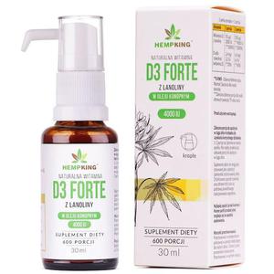 Witamina D3 Forte z Lanoliny w Bio Oleju Konopnym Bezglutenowa 30 ml - Hempking - 2869574682