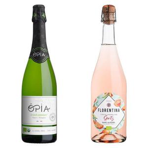 Szampan Bezalkoholowy Opia Chardonnay bez Siarczynw, Bezsiarkowy, Wino Bezalkoholowe Musujce Gazowane Organiczne Sparkling 0% 0,75 l - Opia + Szampan Bezalkoholowy Bio Florentina Rose bez Siarczynw, Bezsiarkowy, Wino Bezalkoholowe Musujce Gazowane - 2869574733