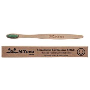 Szczoteczka Bambusowa Ortodontyczna Do Zbw Smile Soft - Zielono-Czarna z Wglem MyEcoBrush - 2872510954