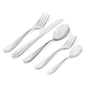 Alessi - Zestaw sztucw NUOVO MILANO - srebrny, 5 elementw, n z jednego kawaka stali - 2877576699