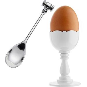 Alessi - Podstawka oraz yeczka do jajek DRESSED - biay, wysoko 8,20 cm