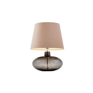 Kaspa - lampa stoowa Sawa Velvet - przejrzysta szklana podstawa w kolorze grafitowym, wysoko 55 cm, beowy abaur - 2871061698