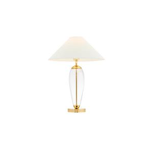 Kaspa - lampa stoowa Rea Gold - szklana podstawa, wysoko 60 cm, biao - zota - 2871061903