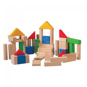 Drewniane klocki kolorowe (50 sztuk), Plan Toys PLTO-5535 - 2841503964