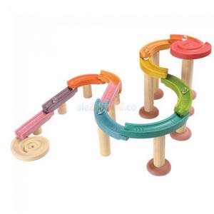 Drewniany kolorowy tor kulkowy deluxe, Plan Toys PLTO-5643 - 2840867558