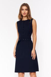 Sukienka Granatowa elegancka sukienka bez rkaww S200 Navy - Nife - 2869008863