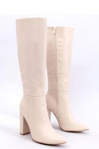 Kozaki na obcasie klasyczne TIFFANY BEIGE - Inello - 2870967647