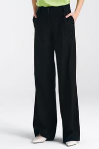 Spodnie lniane wide leg SD85 Black - Nife - 2878730197